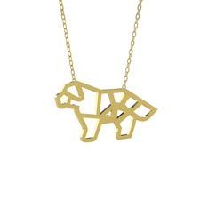 Origami Köpek Kolye - 14 ayar altın kolye (40 cm altın rolo zincir) #18k0w4d