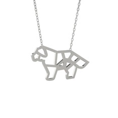 Origami Köpek Kolye - 18 ayar beyaz altın kolye (40 cm gümüş rolo zincir) #1p39n0q