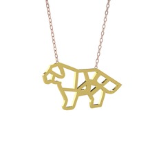 Origami Köpek Kolye - 14 ayar altın kolye (40 cm rose altın rolo zincir) #1xofwp0