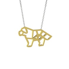 Origami Köpek Kolye - 18 ayar altın kolye (40 cm beyaz altın rolo zincir) #94sjwd
