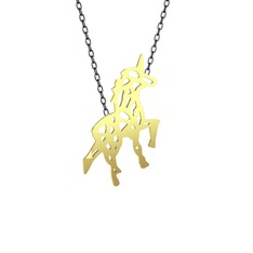 Origami Unicorn Kolye - 8 ayar altın kolye (40 cm gümüş rolo zincir) #12m54vr