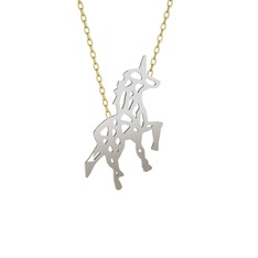 Origami Unicorn Kolye - 14 ayar beyaz altın kolye (40 cm altın rolo zincir) #1vseb4q