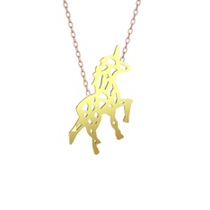 Origami Unicorn Kolye - 14 ayar altın kolye (40 cm rose altın rolo zincir) #36gxr5