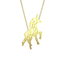 Origami Unicorn Kolye - 18 ayar altın kolye (40 cm altın rolo zincir) #3bu16d