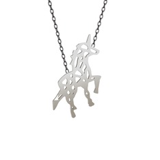 Origami Unicorn Kolye - 8 ayar beyaz altın kolye (40 cm gümüş rolo zincir) #4ldt3s