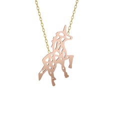 Origami Unicorn Kolye - 8 ayar rose altın kolye (40 cm altın rolo zincir) #5w771z