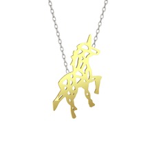 Origami Unicorn Kolye - 14 ayar altın kolye (40 cm beyaz altın rolo zincir) #672i76