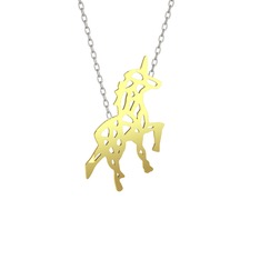 Origami Unicorn Kolye - 8 ayar altın kolye (40 cm beyaz altın rolo zincir) #qnwtuk