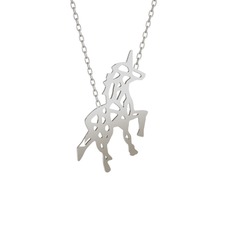 Origami Unicorn Kolye - 14 ayar beyaz altın kolye (40 cm beyaz altın rolo zincir) #tgu6wp