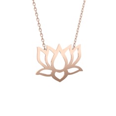 Taç Lotus Çiçeği Kolye - 8 ayar rose altın kolye (40 cm rose altın rolo zincir) #10crfwm