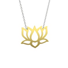 Taç Lotus Çiçeği Kolye - 14 ayar altın kolye (40 cm gümüş rolo zincir) #12tiy3p