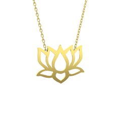 Taç Lotus Çiçeği Kolye - 8 ayar altın kolye (40 cm altın rolo zincir) #141a7n