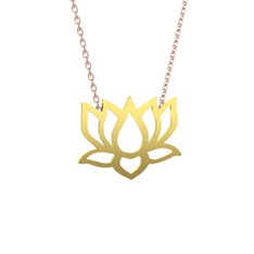 Taç Lotus Çiçeği Kolye - 18 ayar altın kolye (40 cm rose altın rolo zincir) #14tgwom