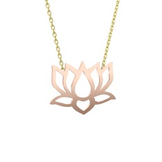 Taç Lotus Çiçeği Kolye - 18 ayar rose altın kolye (40 cm altın rolo zincir) #170xotq