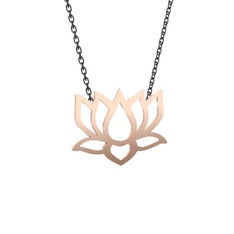 Taç Lotus Çiçeği Kolye - 18 ayar rose altın kolye (40 cm gümüş rolo zincir) #1skasih