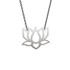 Taç Lotus Çiçeği Kolye - 14 ayar beyaz altın kolye (40 cm gümüş rolo zincir) #1teiaw6