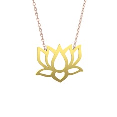 Taç Lotus Çiçeği Kolye - 8 ayar altın kolye (40 cm rose altın rolo zincir) #1tv50hy