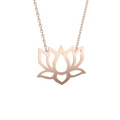 Taç Lotus Çiçeği Kolye - 14 ayar rose altın kolye (40 cm rose altın rolo zincir) #1yv557h