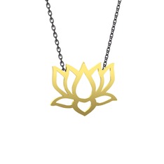Taç Lotus Çiçeği Kolye - 8 ayar altın kolye (40 cm gümüş rolo zincir) #asy2gi