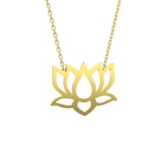 Taç Lotus Çiçeği Kolye - 8 ayar altın kolye (40 cm gümüş rolo zincir) #jhdyjb