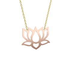 Taç Lotus Çiçeği Kolye - 8 ayar rose altın kolye (40 cm altın rolo zincir) #rp5b2w