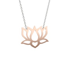 Taç Lotus Çiçeği Kolye - 18 ayar rose altın kolye (40 cm beyaz altın rolo zincir) #vjwokj