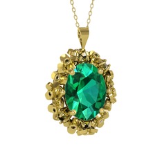Belka Demet Kolye - Yeşil kuvars ve peridot 14 ayar altın kolye (40 cm altın rolo zincir) #1a27v3u