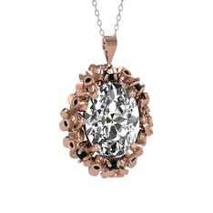 Belka Demet Kolye - Beyaz zirkon ve siyah zirkon 18 ayar rose altın kolye (40 cm gümüş rolo zincir) #1cp3t1k