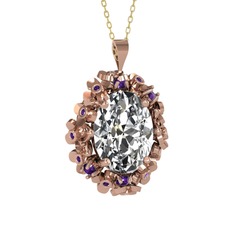 Belka Demet Kolye - Swarovski ve ametist 8 ayar rose altın kolye (40 cm altın rolo zincir) #1dgmfp2