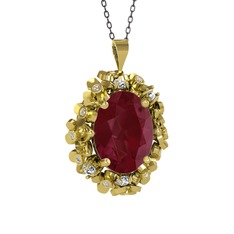 Belka Demet Kolye - Kök yakut ve swarovski 14 ayar altın kolye (40 cm gümüş rolo zincir) #1uhavbw