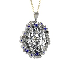 Belka Demet Kolye - Swarovski ve lab safir 925 ayar gümüş kolye (40 cm gümüş rolo zincir) #1vmxfk9