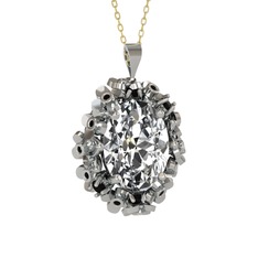 Swarovski ve siyah zirkon 925 ayar gümüş kolye (40 cm altın rolo zincir)