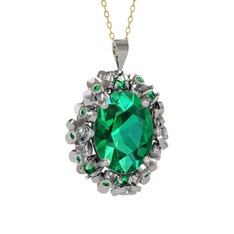 Belka Demet Kolye - Yeşil kuvars 925 ayar gümüş kolye (40 cm altın rolo zincir) #bgegfg