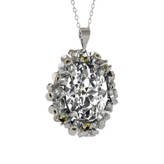 Belka Demet Kolye - Swarovski ve peridot 18 ayar beyaz altın kolye (40 cm beyaz altın rolo zincir) #eqewbj