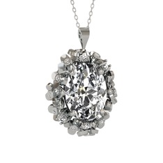 Swarovski ve beyaz zirkon 925 ayar gümüş kolye (40 cm beyaz altın rolo zincir)