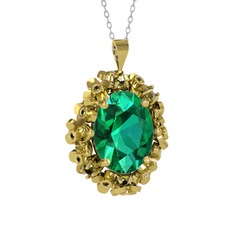 Belka Demet Kolye - Yeşil kuvars ve peridot 18 ayar altın kolye (40 cm beyaz altın rolo zincir) #ivjgw2