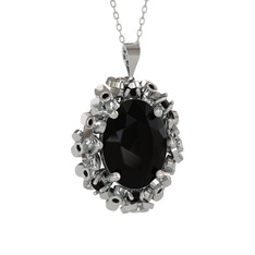 Belka Demet Kolye - Siyah zirkon 925 ayar gümüş kolye (40 cm gümüş rolo zincir) #kriyra