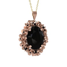 Siyah zirkon 18 ayar rose altın kolye (40 cm altın rolo zincir)