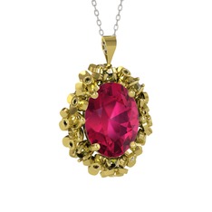 Belka Demet Kolye - Rodolit garnet ve peridot 925 ayar altın kaplama gümüş kolye (40 cm gümüş rolo zincir) #yy6qyu
