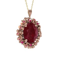 Belka Demet Kolye - Kök yakut ve rodolit garnet 8 ayar rose altın kolye (40 cm altın rolo zincir) #zghb1p