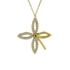 Taşlı Yonca Kolye - Peridot ve beyaz zirkon 18 ayar altın kolye (40 cm altın rolo zincir) #gy7ykx