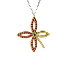 Lab safir ve garnet 8 ayar altın kolye (40 cm beyaz altın rolo zincir)