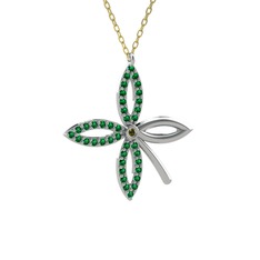 Taşlı Yonca Kolye - Peridot ve yeşil kuvars 18 ayar beyaz altın kolye (40 cm altın rolo zincir) #mexuwn