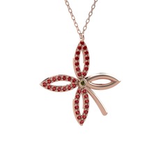 Taşlı Yonca Kolye - Peridot ve garnet 925 ayar rose altın kaplama gümüş kolye (40 cm gümüş rolo zincir) #t4ualv