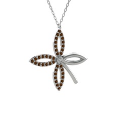 Taşlı Yonca Kolye - Swarovski ve dumanlı kuvars 925 ayar gümüş kolye (40 cm gümüş rolo zincir) #tcx4sg