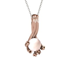 Valda İnci Kolye - Pembe inci ve dumanlı kuvars 8 ayar rose altın kolye (40 cm gümüş rolo zincir) #10r9ij3