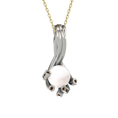 Valda İnci Kolye - Inci ve dumanlı kuvars 8 ayar beyaz altın kolye (40 cm gümüş rolo zincir) #10x94m4