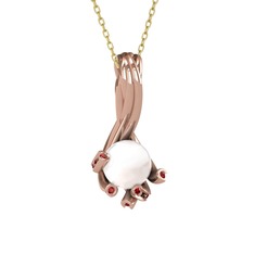 Valda İnci Kolye - Inci ve garnet 14 ayar rose altın kolye (40 cm altın rolo zincir) #129aeja