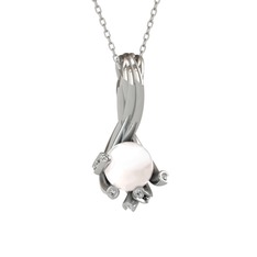 Valda İnci Kolye - Inci ve beyaz zirkon 8 ayar beyaz altın kolye (40 cm beyaz altın rolo zincir) #13hxvyp