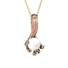 Inci ve yeşil kuvars 925 ayar rose altın kaplama gümüş kolye (40 cm gümüş rolo zincir)